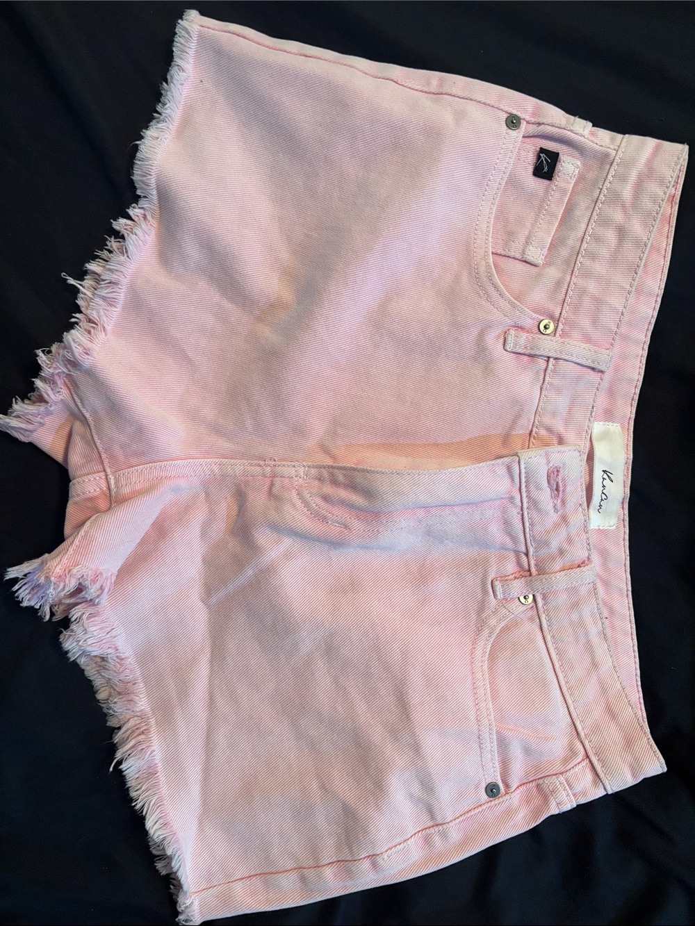 KanCan Light Pink Frayed Hem Denim Shorts